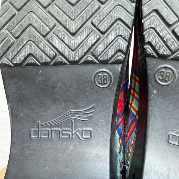 Dansko Colorful Professional Plaid Patent Classic Clogs Size 38 7.5 - 8 - Picture 10 of 12